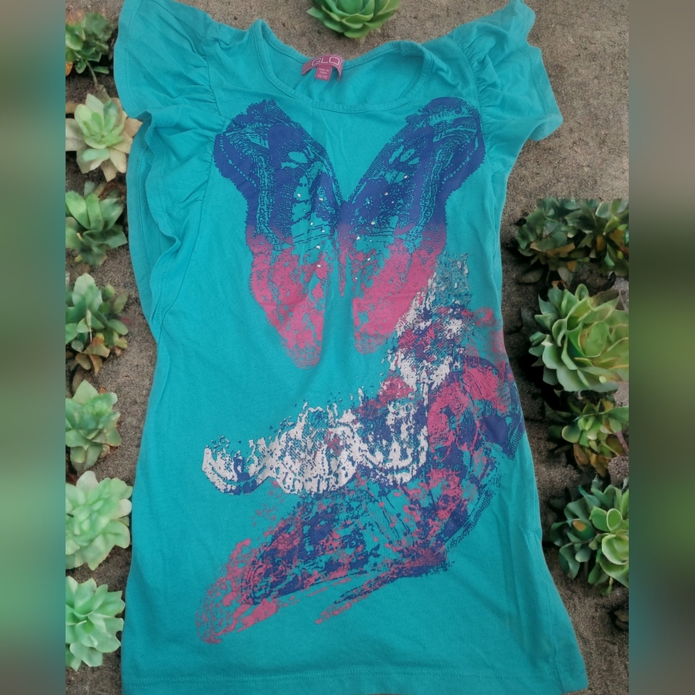 #2100 glo butterfly top girls 10/12